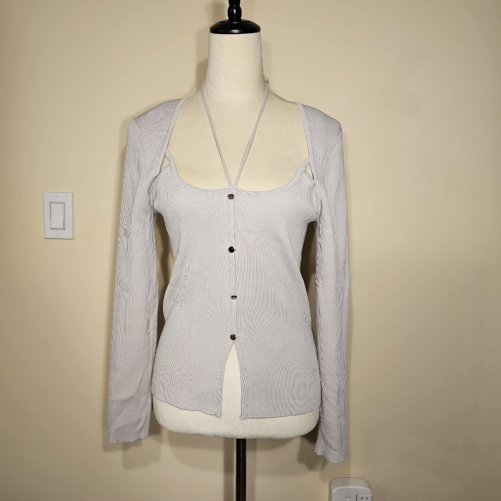 NWOT River Island Grey Long Sleeve Top Size 18